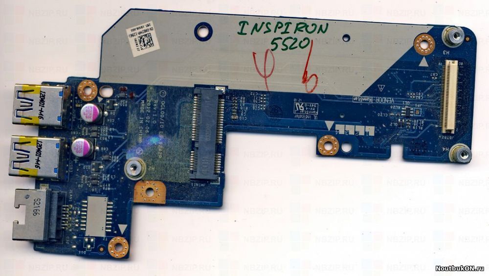Плата разъемов USB и LAN для ноутбука Dell Inspiron 5520 LS-8242P