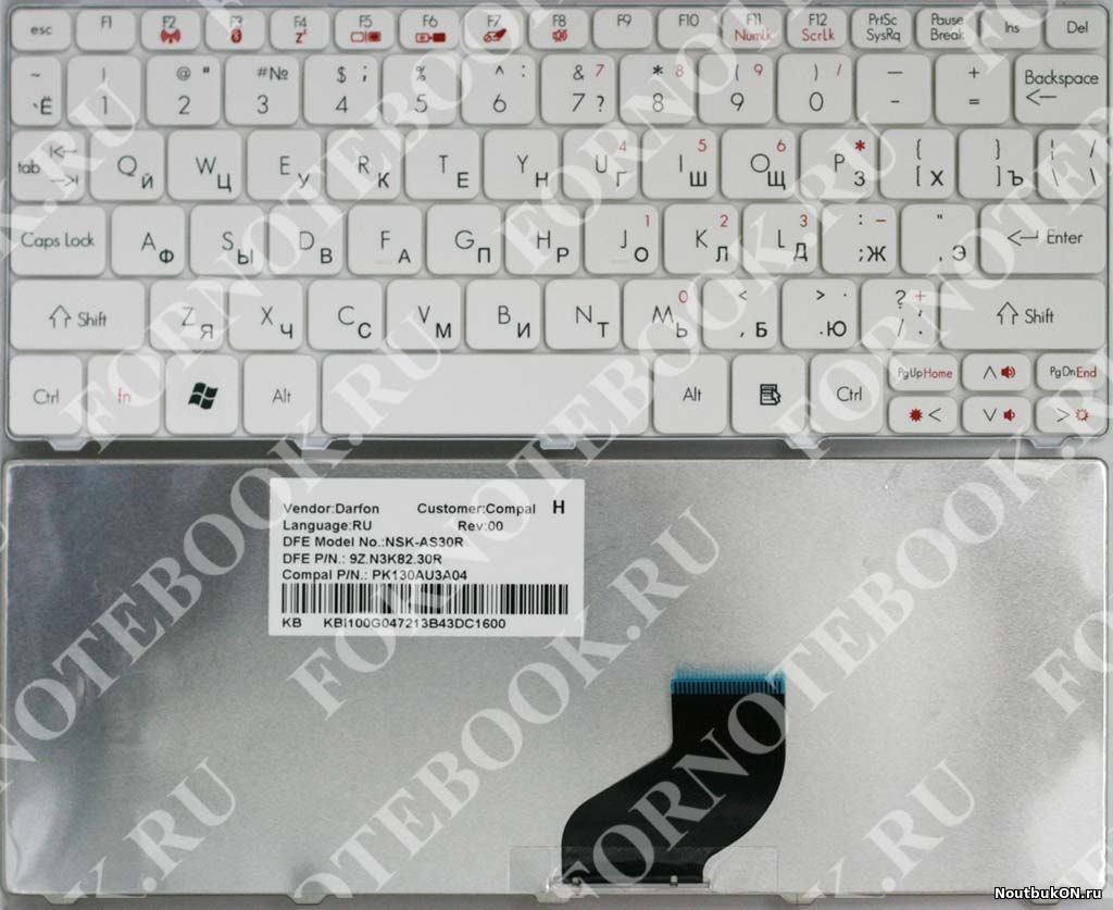 Клавиатура для ноутбука Acer Aspire One 521 522 532H 533 AO532H D255 D260 NAV50 D257 AOD257 ZE6 zh9 v111102as2 pk130au2004