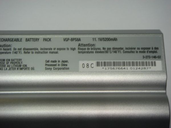 Аккумулятор для ноутбука Sony VGN-FZ VGN-FZ31SR vgp-bps8A VGN-FZ31SR Емкость (mAh)	5200 Напряжение (В) 11.1