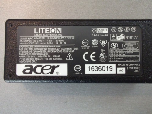 Зарядное устройство Acer/ eMachines/ PackardBell 19V 3.42A РАЗЪЕМ 5.5X1.7 ММ