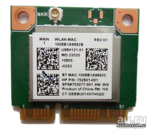 Модуль WI-FI Realtek RT8723BE 802.11bgn 1x1 Wi-Fi + BT4.0 для ноутбука HP Probook 445 440 450 G2 455 G2 G1 G2 ZPL50 ZPL55 752601-001 753077-001