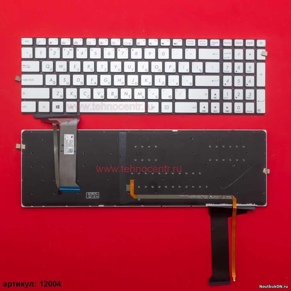 Клавиатура для ноутбука Asus G771, N551, ROG GL552JX, GL552VL, GL552VW, GL552VX серая с подсветкой 0KNB0-662CUS00, 5AN000A552, 9Z.N8BBC.Q01, PK13183310S asus n751 N552V N552VX N552VW