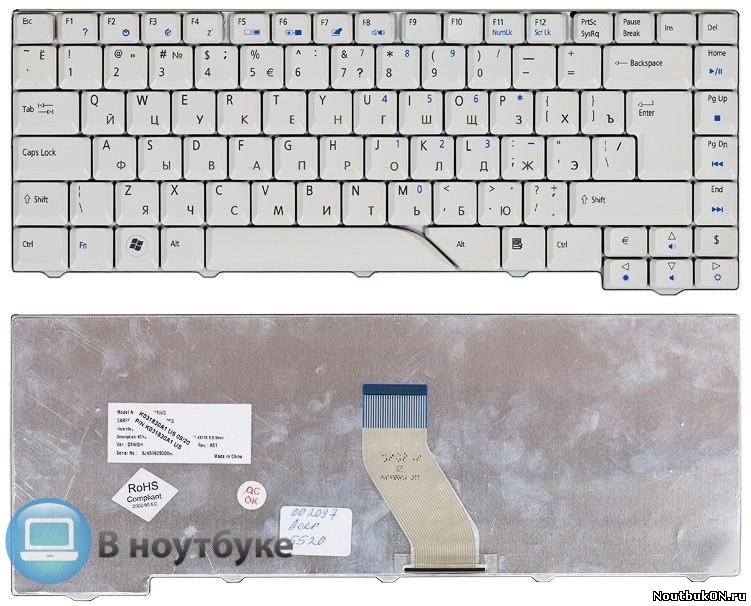 Клавиатура для ноутбука Acer Aspire 4520 4720 5520 5720 MP-07A23SU-4421, MP-07A23SU-6981, NSK-H370R, NSK-H390R, PK1304701H0, PK1304702H0, 6037B0028919, 9J.N5982.70R, 9J.N5982.90R, KB.INT00.45
