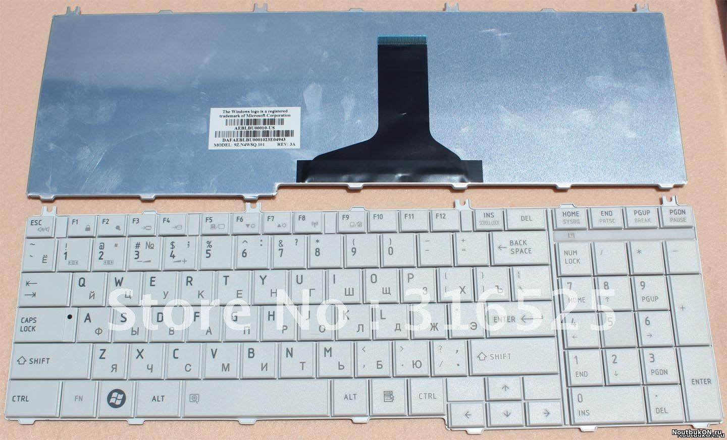 Клавиатура для ноутбука Toshiba Satellite C650, C650D, C655, C660, L650, L650D, L655, L670, L675, L750, L750D, L755, L775, L770 белая RU aebl6u00130 NSK-TN00R, NSK-TN0SC, NSK-TN0SU, NSK-TN0SV, NSK-TN0