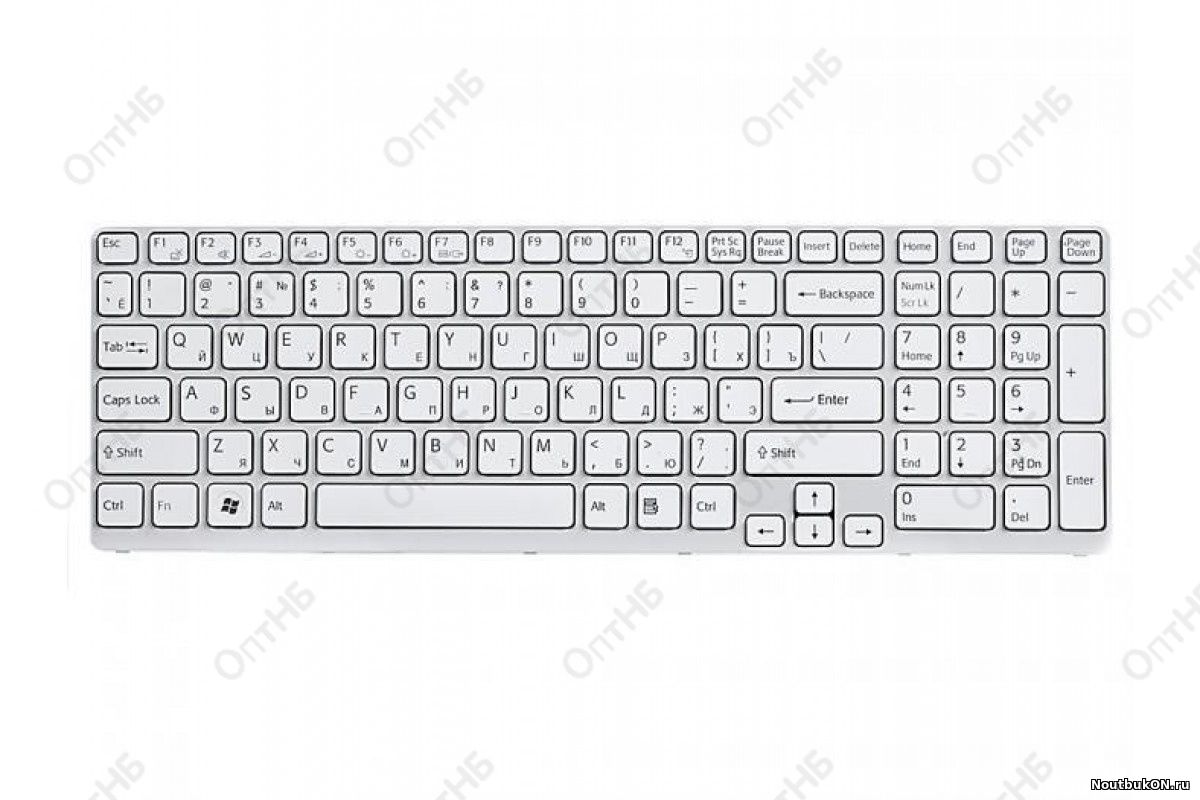 Клавиатура для ноутбука Sony Vaio SVE17 SVE1711 белая, с рамкой