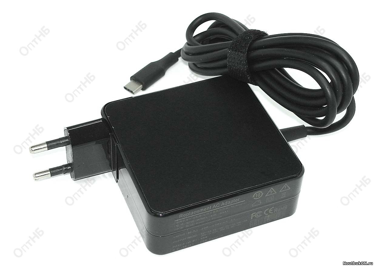 Блок питания Asus Type-C разъем, 65W (5V, 9V, 12V, 15V/3A, 20V/3.25A) ORG (square shape) как оригинал качество очень хорошее надпись ASUS на корпусе