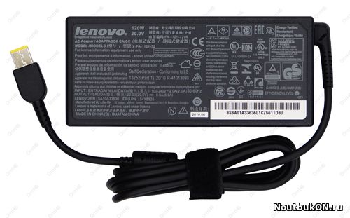 Блок питания Lenovo прямоугольный разъем, 120W (20V, 6A) без сетевого кабеля, ORG (slim type)