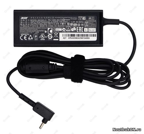 Блок питания Acer 3.0x1.1мм, 45W (19V, 2.37A) без сетевого кабеля, ORG (new type)