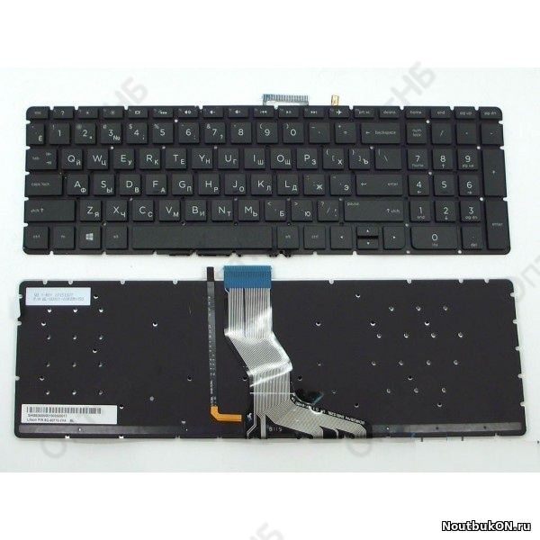 Клавиатура для ноутбука HP Pavilion 15-ab, 15-ae, 15-au, 15-bc, 15-cc, 15-cd, 15z-ab, 17-ab, 17-g, HP Omen 15-ax 15-cb черная, без рамки, с подсветкой