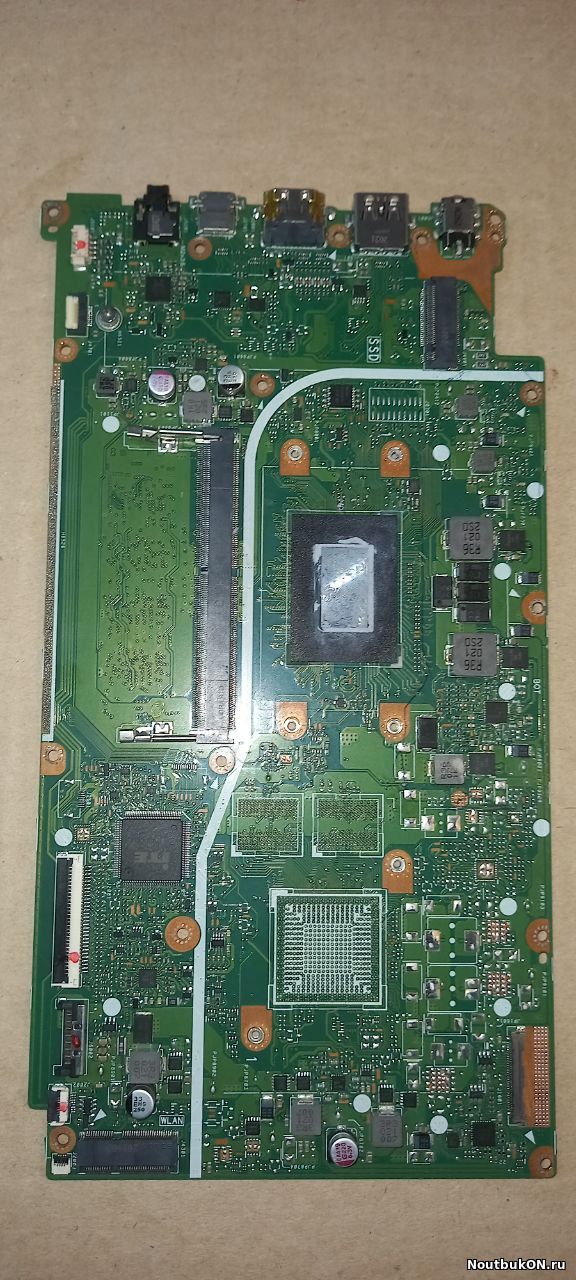 Материнская плата для ноутбука Asus a512d X512DK REV. 2.1 60NB0LZ0-MB1710 НЕРАБОЧАЯ ДОХЛЫЙ ПРОЦЕССОР выпаян разъем акб и разъем питания