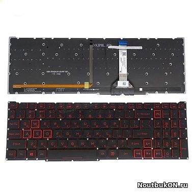 Клавиатура для ноутбука Acer Nitro AN515-45, AN515-55, AN515-56, AN515-57, AN517-41, AN517-57, черная, кнопки красные, с подсветкой (стрелки в рамке) LG05P_N12B3P, PK133AU1B10