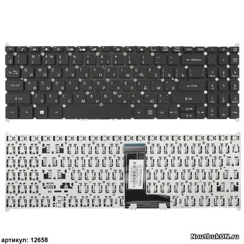 Клавиатура для ноутбука Acer Aspire Acer Aspire A315-54G, A315-55G, A515-54G, Aspire 3 A315-23-R3LH, A315-22, A315-22G, A315-34, A115-31, Extensa 15 EX215-51, Extensa EX215-21 SX172002черная без рамки