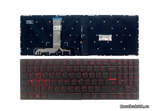 Клавиатура для ноутбука Lenovo Legion Y520, Y520-15IKB черная, без рамки, подсветка красная