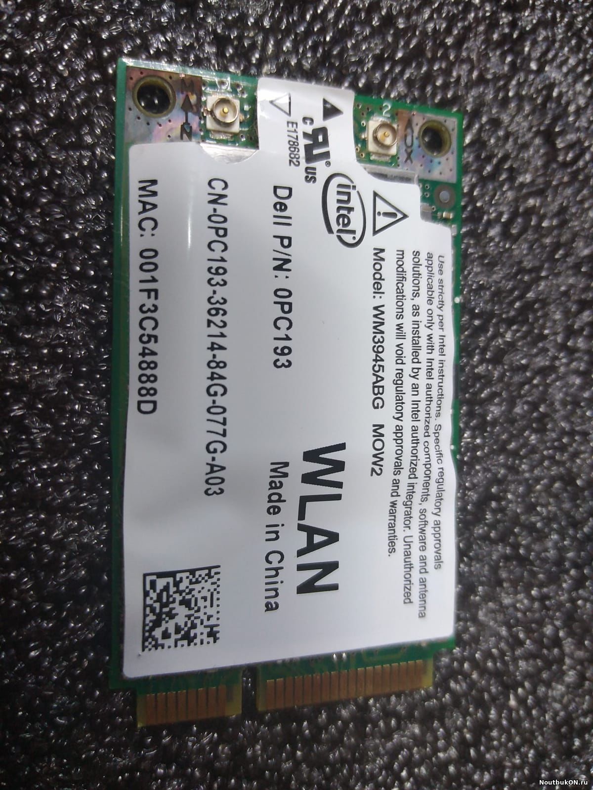 Модуль ANATEL Wi-Fi mini PCI-E Intel Dell 0PC193