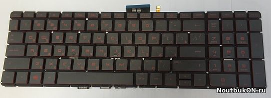 Клавиатура для ноутбука HP Pavilion 15-ab, 15-ae, 15-ak, 15-bc, 17-ab, 17-g, черная, кнопки красные, с подсветкой