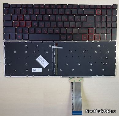 Клавиатура для ноутбука Acer Nitro AN515-55 AN515-54, AN515-44, AN715-51 an515-43 черная, кнопки красные, с подсветкой (стрелки в рамке)