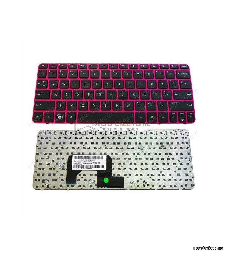 Клавиатура для ноутбука HP Mini 1103, 210-2000, Compaq CQ10-600, CQ10-700 HP mini 210-3000, 210-4000 Черная MP-09K83SU-E45 | V112003AS1 | 606618-251 | 608769-251 | SG-36500-XAA ОРИГИНАЛ С РОЗОВОЙ РАМК