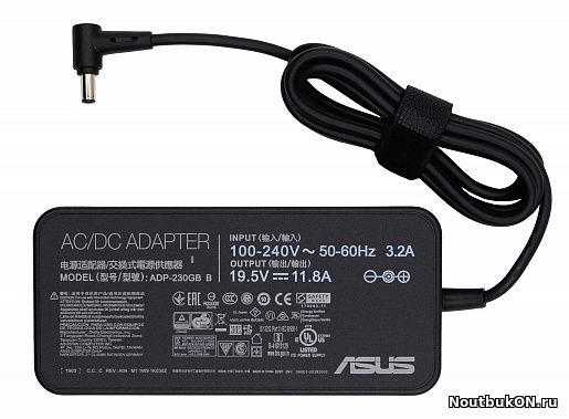 Блок питания Asus 6.0x3.7мм, 230W (19.5V, 11.8A) без сетевого кабеля (тип подключения - трапеция), ORG (Slim type)