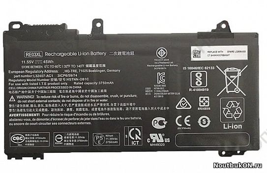Аккумулятор для HP (RE03XL) Probook 440 G6, 450 G6, 450 G7, 430 G6, 430 G7, 45Wh, 3750mAh, 11.55V