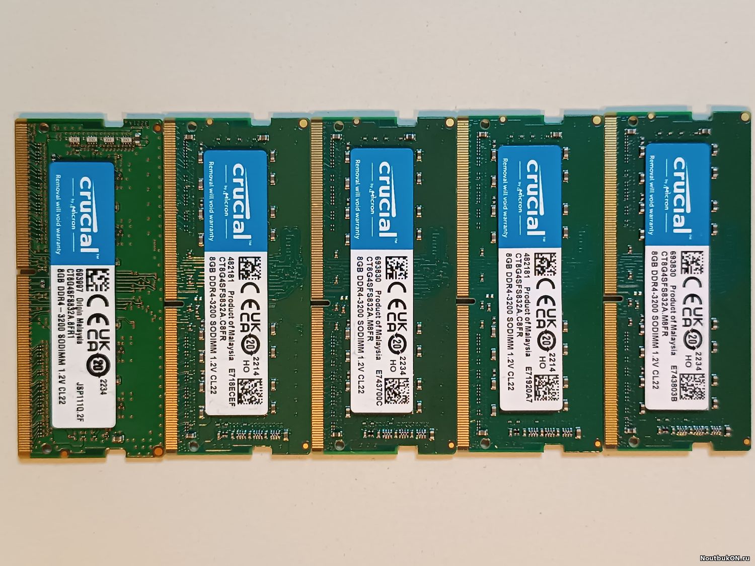 Оперативная память для ноутбуков SO-DIMM DDR4 8 Gb PC4-3200 8-ми ЧИПОВАЯ двухстороняя 1.2V CRUCIAL Micron 8ATF1G64HZ