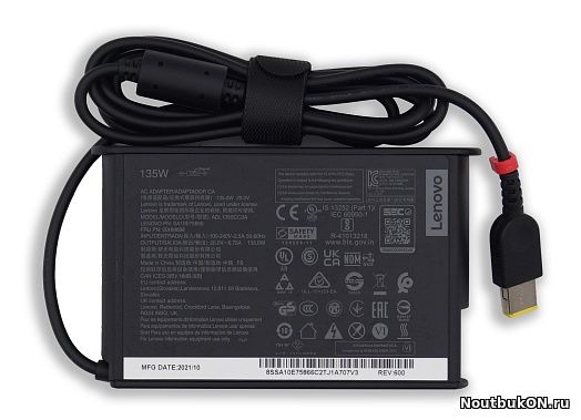 Блок питания Lenovo прямоугольный разъем, 135W (20V, 6.75A) без сетевого кабеля, ORG (New type)