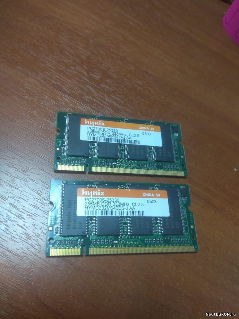 Оперативная память для ноутбуков SO-DIMM DDR1 256 Mb PC2700, 333 Mhz Hynix