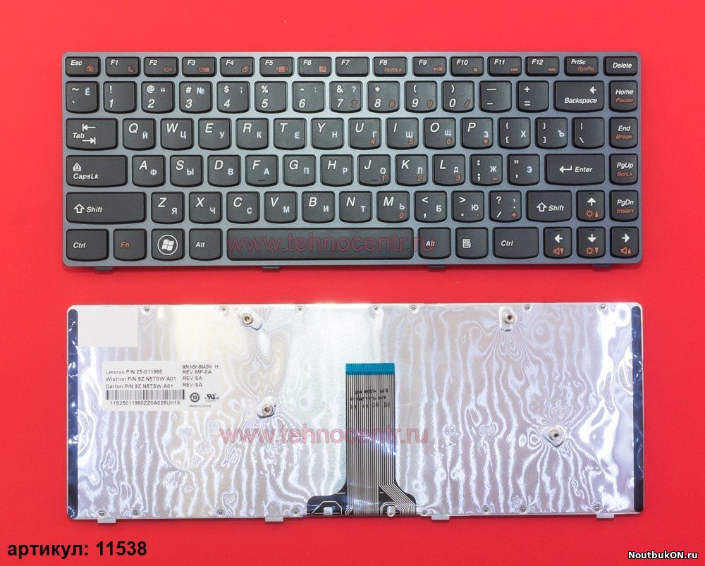 Клавиатура подходит к ноутбукам: Lenovo IdeaPad V370 Совместимые P/n: NSK-B6ESW, 25201230, 9Z.N5TSW.E01, 25-011620, 25-011980, 25-201230, 25011620, 25011980, 9Z.N5TSW.A0R, 9Z.N5TSW.E0R, NSK-B6ASW, 9Z