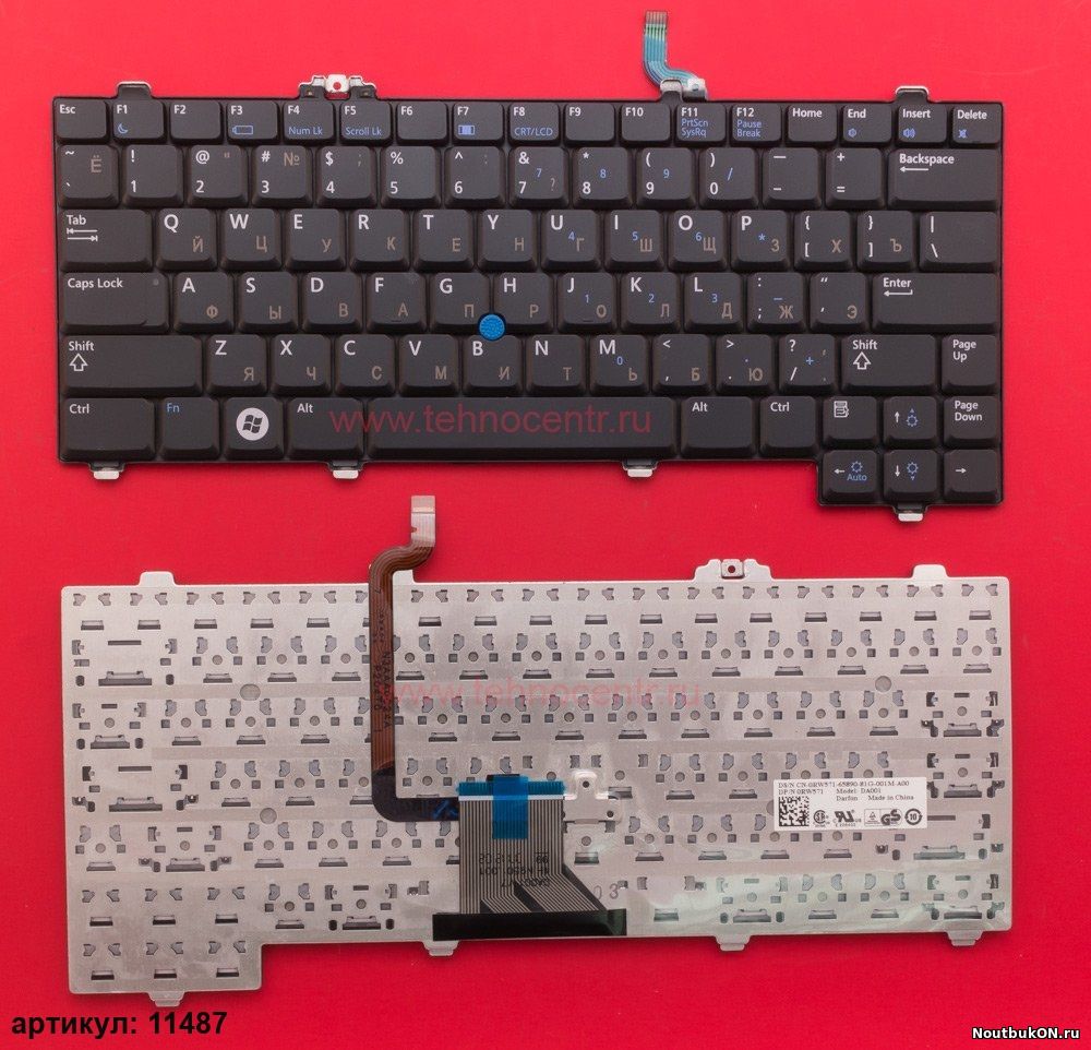 Клавиатура для ноутбука Dell Latitude XT, XT2 черная со стиком NSK-DA00R, NSK-DA10R, NSK-DA20R, 9J.N9582.00R, 9J.N9582.10R, 9J.N9582.20R, NSK-DA001, 0RW571, 0XK145, 9J.N9582.001, 0F436F, NSK-DA201, NS
