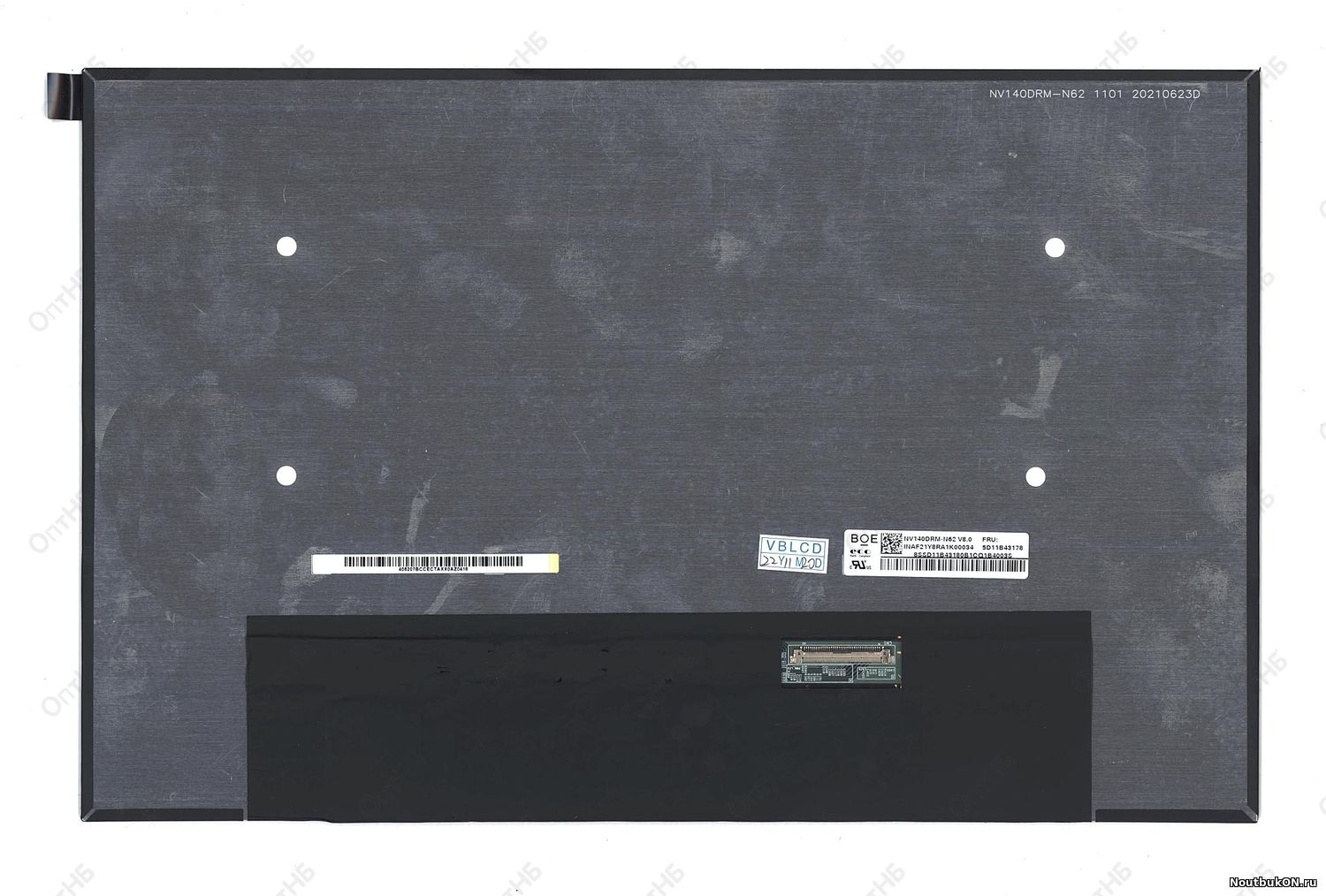 Матрица 14.0", 2240x1400, LED, 40 pins EDP, SLIM, без креплений, Матовая, IPS, 100% sRGB, P/N: NV140DRM-N62 (306.526×198.054×4.4 mm)