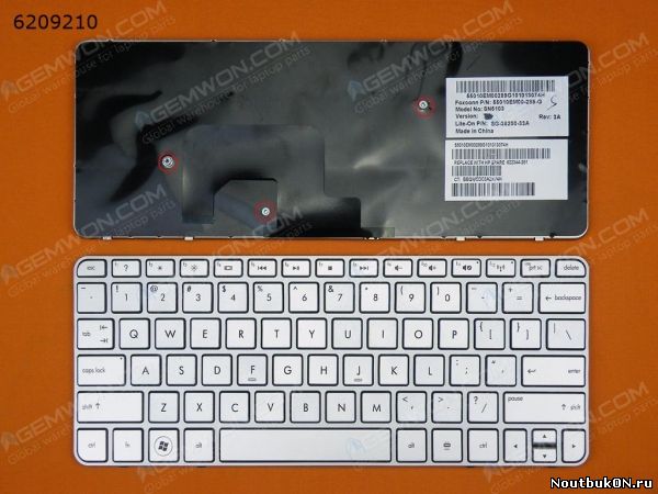 Клавиатура для ноутбука HP Mini 1103, 210-2000, Compaq CQ10-600, CQ10-700 HP mini 210-3000, 210-4000 (Silver) Англиийская. Без рамки