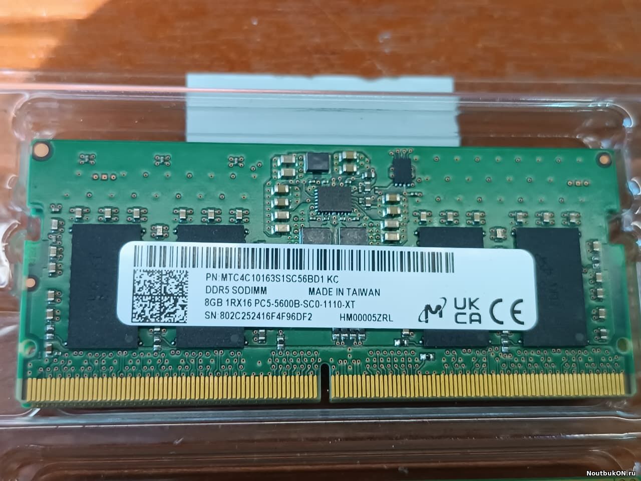 Оперативная память для ноутбуков SO-DIMM DDR5 8 Gb PC5-5600B 8-ми ЧИПОВАЯ двухстороняя 1.1V Micron 1RX16 PC5-5600B-SC0-1110-XT ПРОВЕРЕННАЯ
