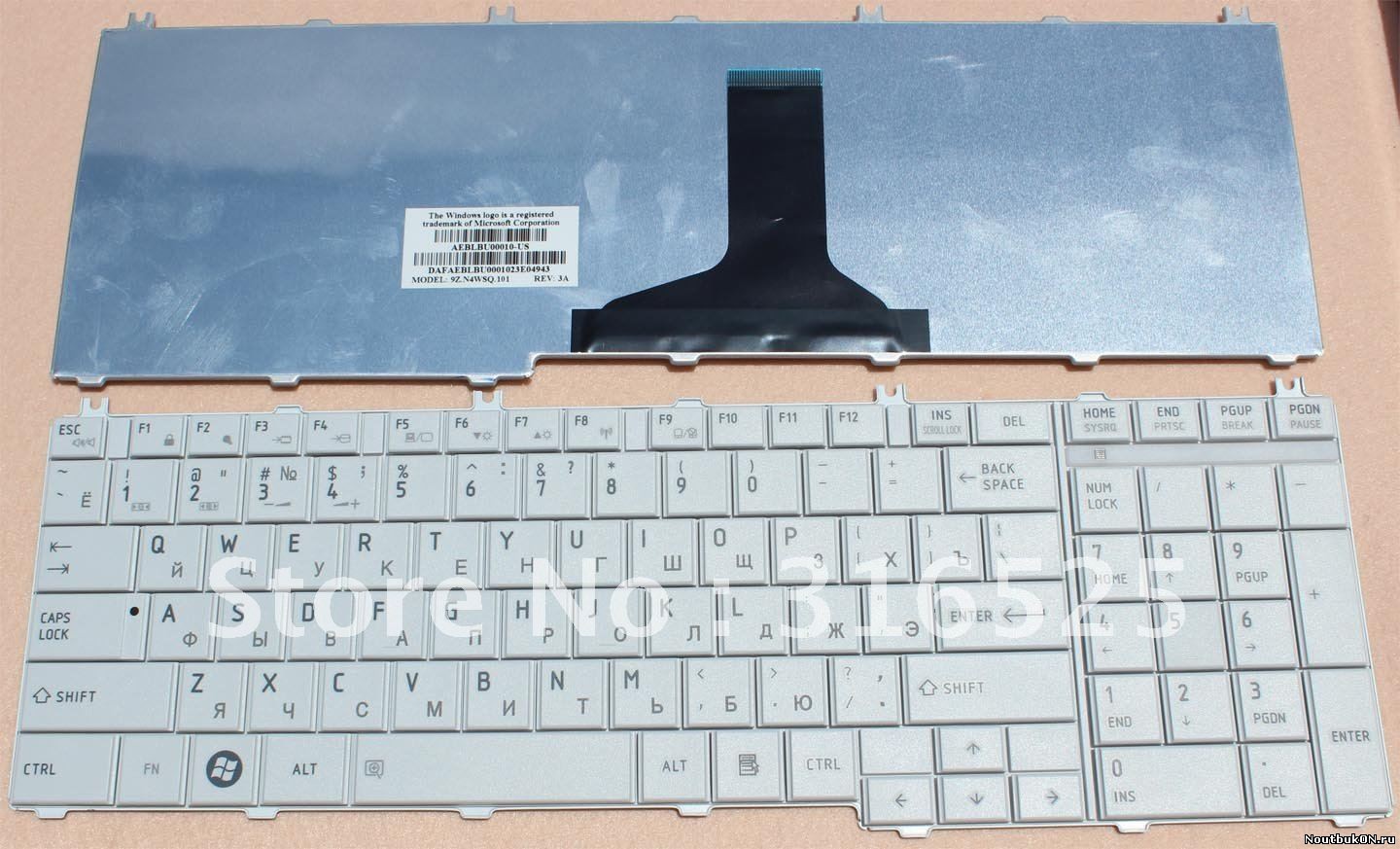 Клавиатура для ноутбука Toshiba Satellite C650, C650D, C655, C660, L650, L650D, L655, L670, L675, L750, L750D, L755, L775, L770 белая RU aebl6u00130 NSK-TN00R, NSK-TN0SC, NSK-TN0SU, NSK-TN0SV, NSK-TN0