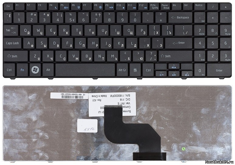Клавиатура для ноутбука Acer Aspire 5516, 5517 5241, 5332, 5334,5532, 5534, 5541,5732Z,5734Z eMschines E525 E527 E625 E627 E628 G420 G430 G520 G525 G630 G630G NSK-GF00R 9Z.N2M82.00R PK1306R3A05