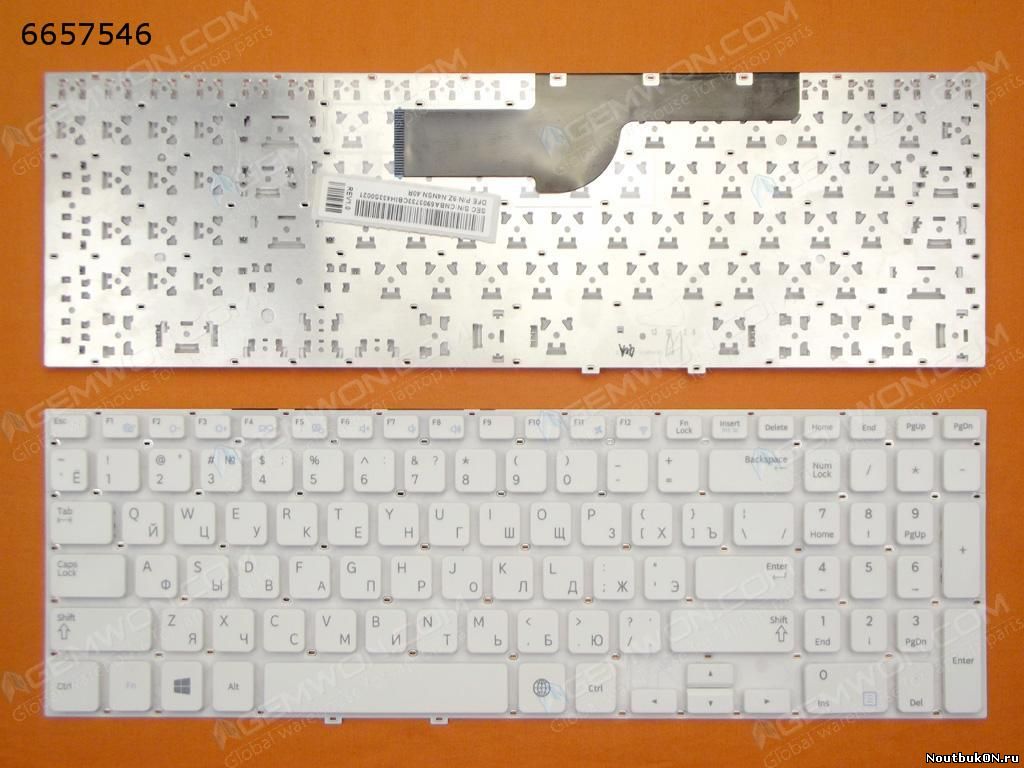 Клавиатура для ноутбука Samsung NP270E5E, NP300E5V, NP350V5C,( БЕЗ КНОПКИ "CTRL" ) NP550P5C RU Pk130ru1b02 Ba59-03770C 9Z.N4nsc RU без рамки Белая