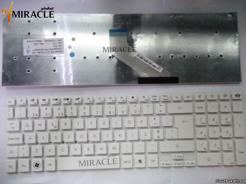 Клавиатура для ноутбука белая PackardBell LS11, LS13, LV11, TS11, TS11, TS13, TS44, TS45, MP-10K33SU-698, MP-10K33SU-6981, MP-10K33SU-6982, MP-10K33SU-6983, MP-10K33U4-6981, MP-10K33U4-6982, MP-10K33U