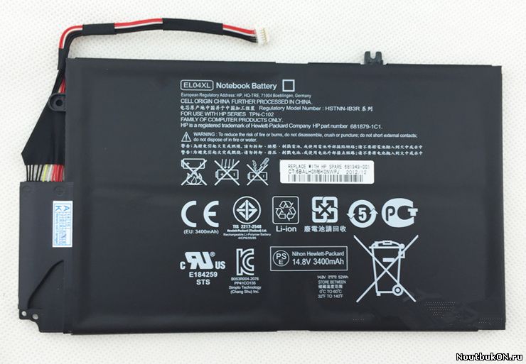 Аккумулятор для ноутбука HP Envy Sleekbook 4 1000 681949-001 EL04XL pn-c102 681879-1c1 681879-171