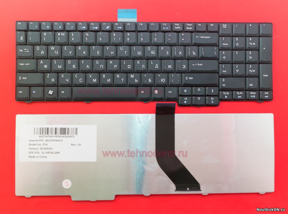 Клавиатура для ноутбука Aspire 8920, 8920G, 8930, 8930G, 6930, 6930G, 6930Z, 6930ZG, 7230, 7530, 7530G, 7730, 7730G, 7730ZG, Extensa 7230E, 7630, 7630G, 7630Z AEZY6700010, ZY6, 9J.N8782.Q0R, AEZY27000