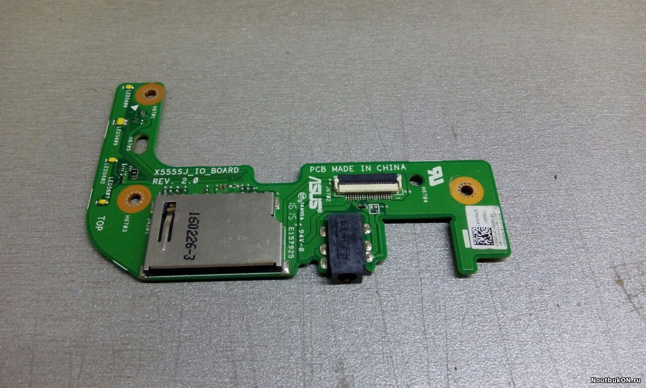 Плата USB AUDIO РАЗЪЕМ Card Reader для ноутбука Asus X555L, , K555L, K555LN, X555S, X555SJ, _IO_BOARD REV.2.0 БЕЗ РАЗЪЕМА USB без шлейфа межплатного 60NB0620-IO1030 69N0R7B10B04-01