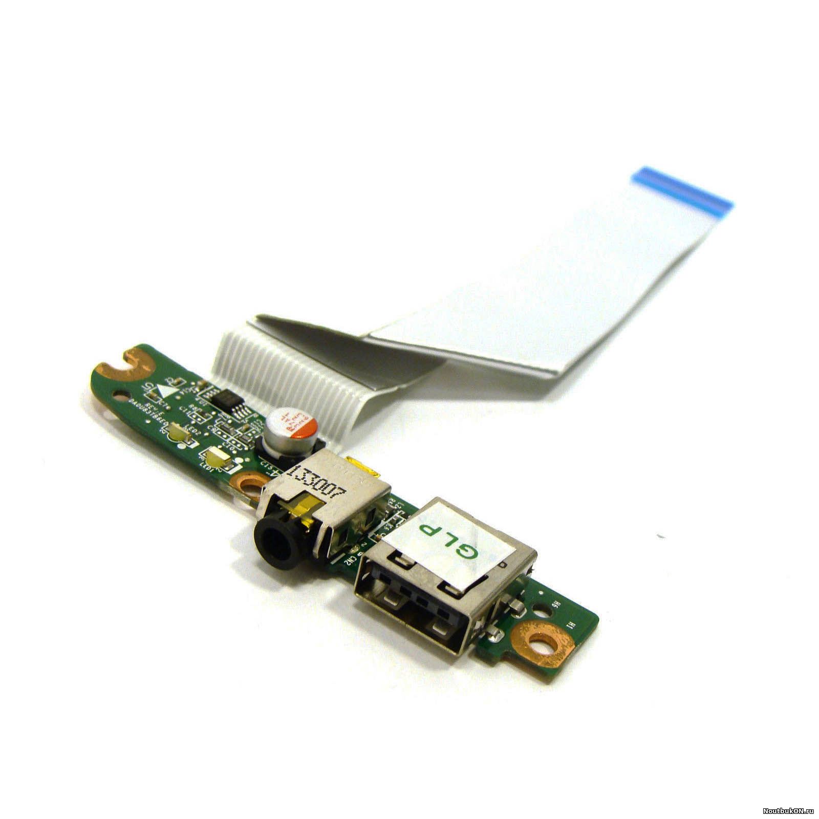 Плата AUDIO/USB разъёма со шлейфом для ноутбука HP Pavillion 15-n026sr, 15-n000, 15-n100 Series (DA0U83TB6E0, 34U83UB0010)