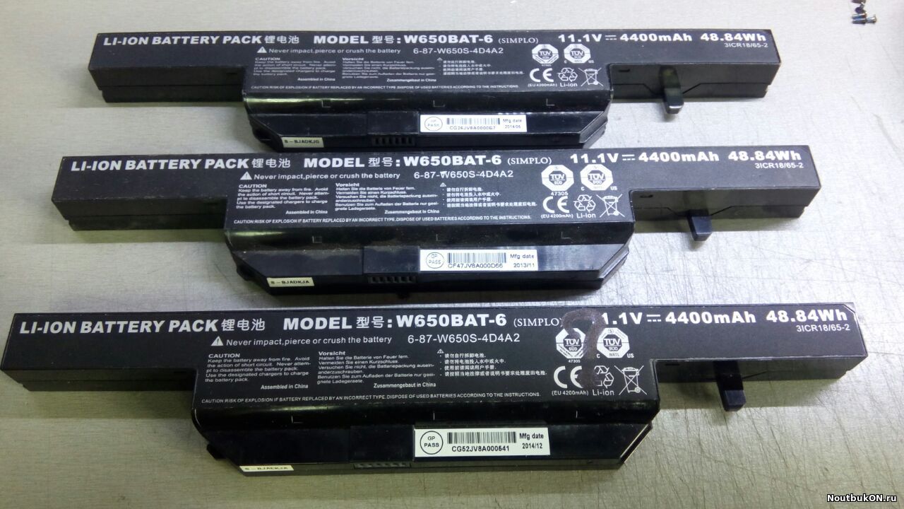 Аккумулятор для ноутбука DNS, Clevo DEXP Atlas H155 W650S, W650SH, Hasee K610C, K750D11,1V 4400 mAh 48.84 Wh Оригинал 6-87-W650S-4D4A2 017071 СТЕПЕНЬ ИЗНОШЕННОСТИ 28%
