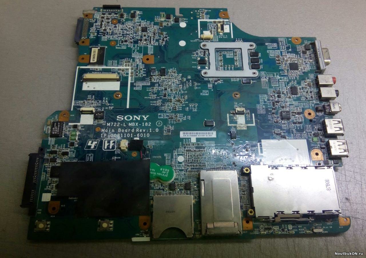 Материнская плата для Sony VGN-NR PCG-7135 1P-0081101-6010 НЕРАБОЧАЯ ЗАЛИТАЯ